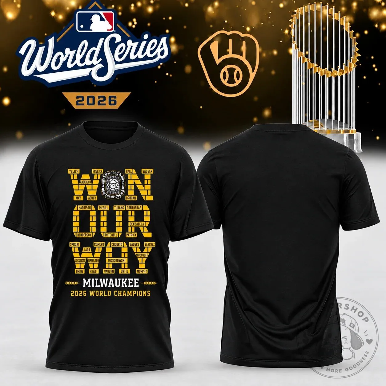 Milwaukee Brewers 2026 World Series Champions Roster Black T-Shirt