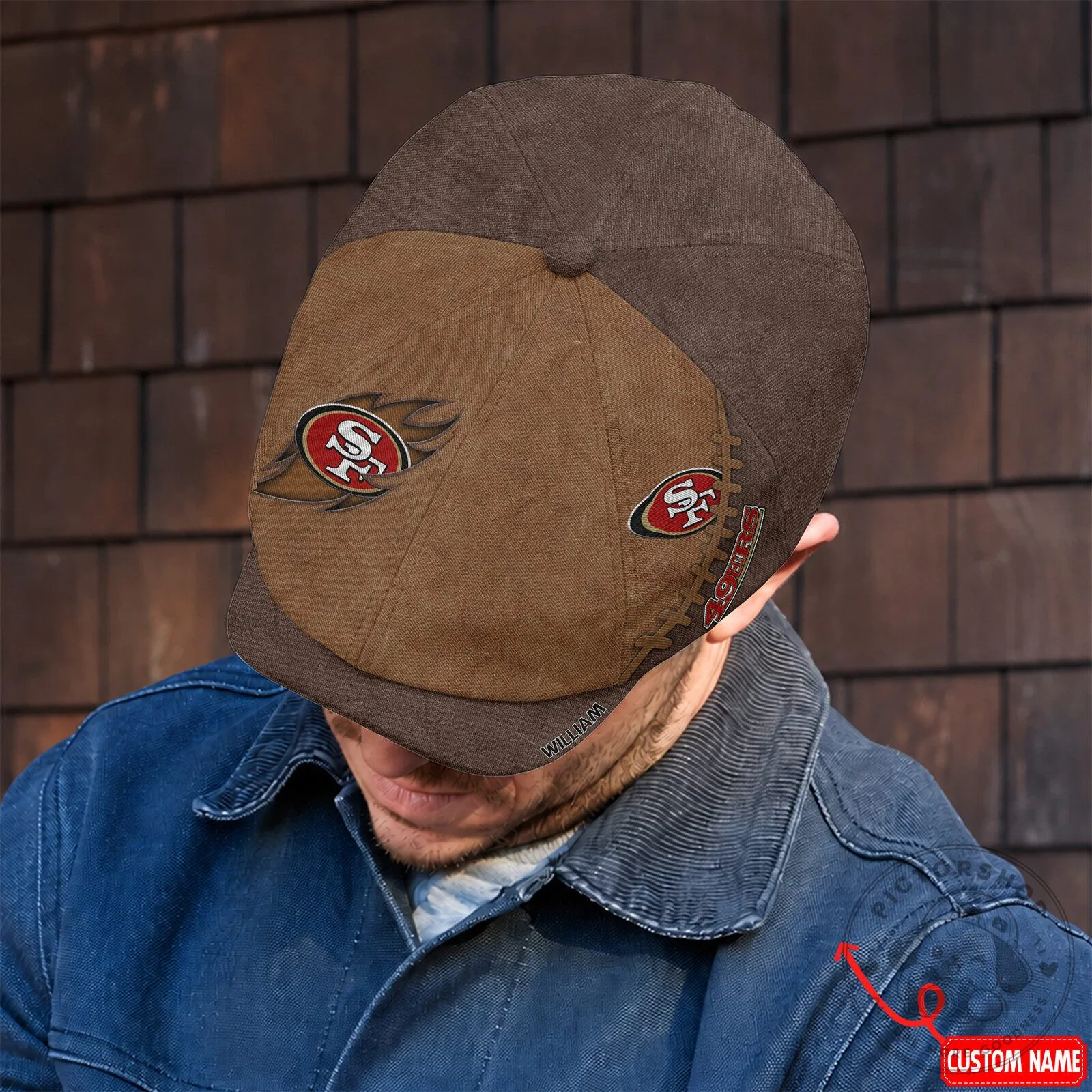 San Francisco 49ers NFL Football Team Logo Brown Newsboy Cap Hat 9 San Francisco 49ers NFL Football Team Logo Brown Newsboy Cap Hat