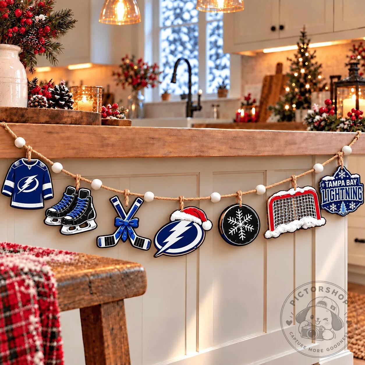 Tampa Bay Lightning NHL Hockey Christmas Wooden Garland Holiday Decoration 3 Tampa Bay Lightning NHL Hockey Christmas Wooden Garland Holiday Decoration