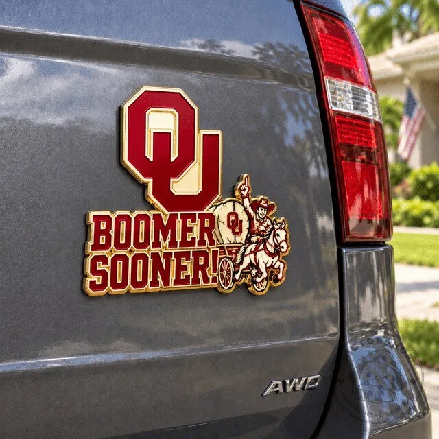 Oklahoma Sooners Boomer Sooner NCAA Car Emblem Decal Sticker 1 Oklahoma Sooners Boomer Sooner NCAA Car Emblem Decal Sticker