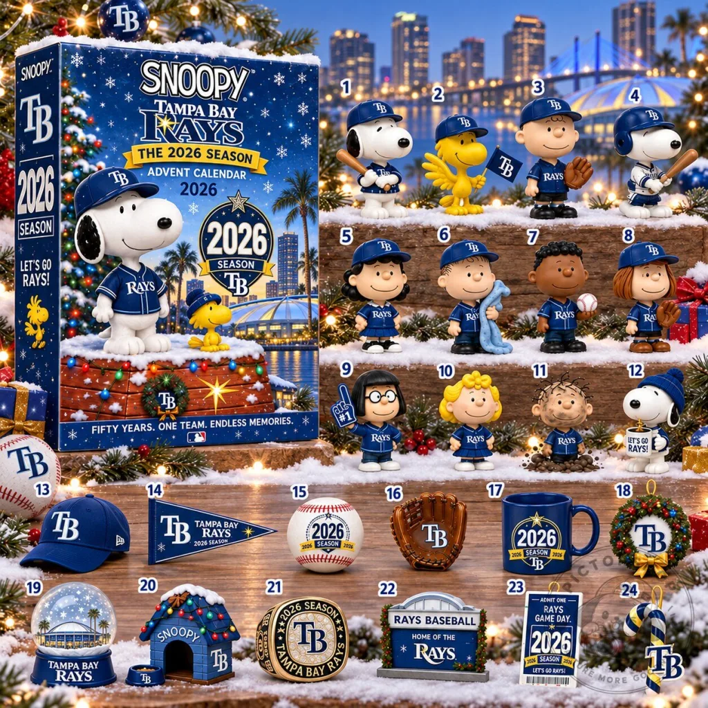 Tampa Bay Rays Snoopy 2026 Season MLB Baseball Advent Calendar 2D Tampa Bay Rays Snoopy 2026 Season MLB Baseball Advent Calendar 2D