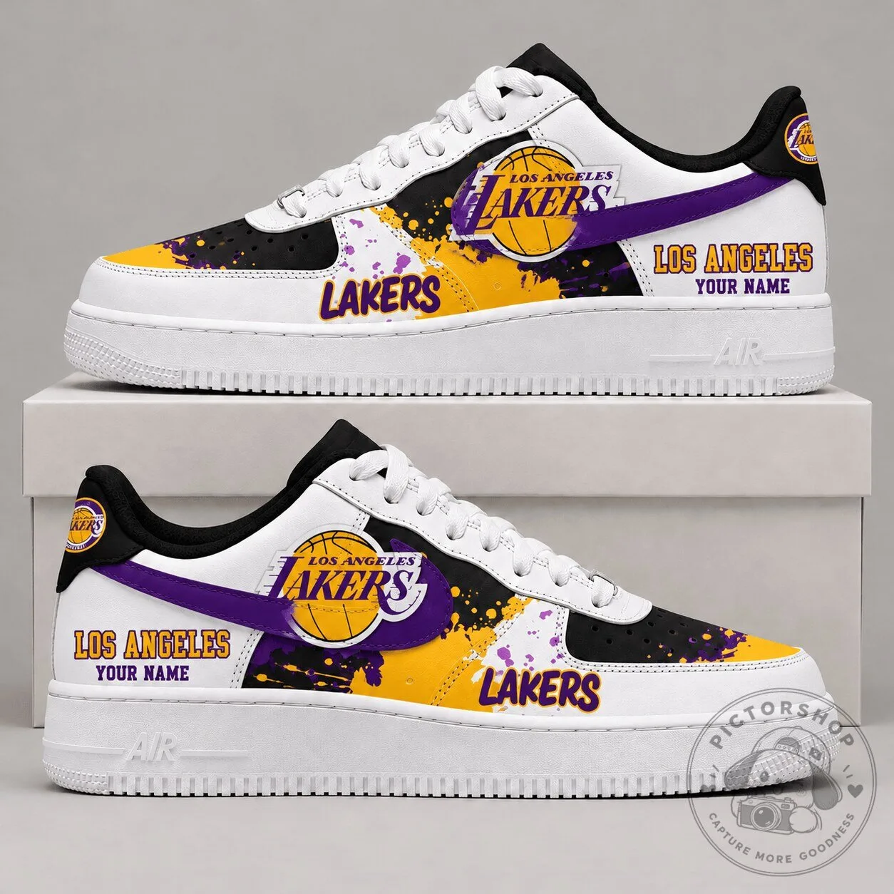 Los Angeles Lakers NBA Basketball Team Personalized Air Force One Low Top Shoes