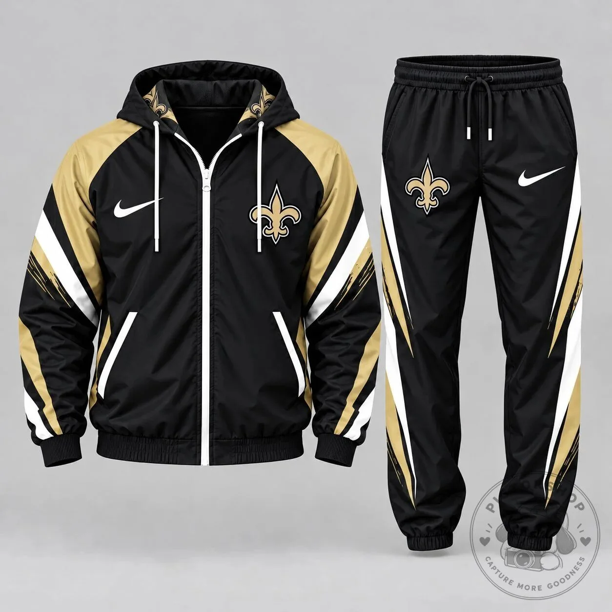 New Orleans Saints Black Gold White NFL Game Day Ready Waterproof Polyester Jacket