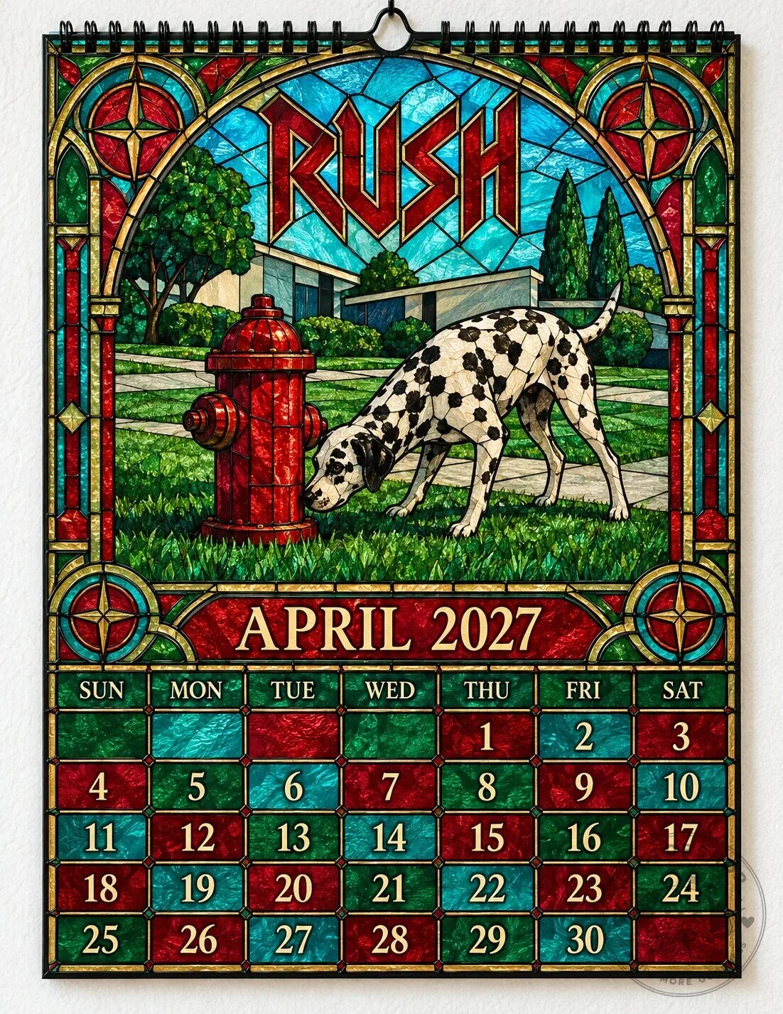 Rush Band Stained Glass Album Art 2027 Wall Calendar - Progressive Rock Music Gift 2D 20 Rush Band Stained Glass Album Art 2027 Wall Calendar - Progressive Rock Music Gift 2D