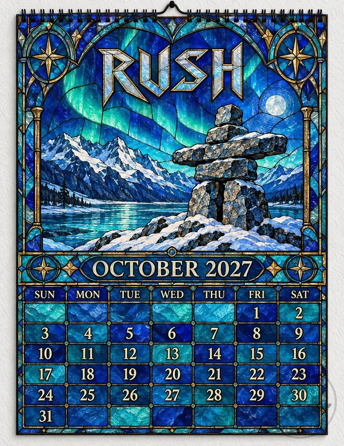 Rush Band Stained Glass Album Art 2027 Wall Calendar - Progressive Rock Music Gift 2D 26 Rush Band Stained Glass Album Art 2027 Wall Calendar - Progressive Rock Music Gift 2D