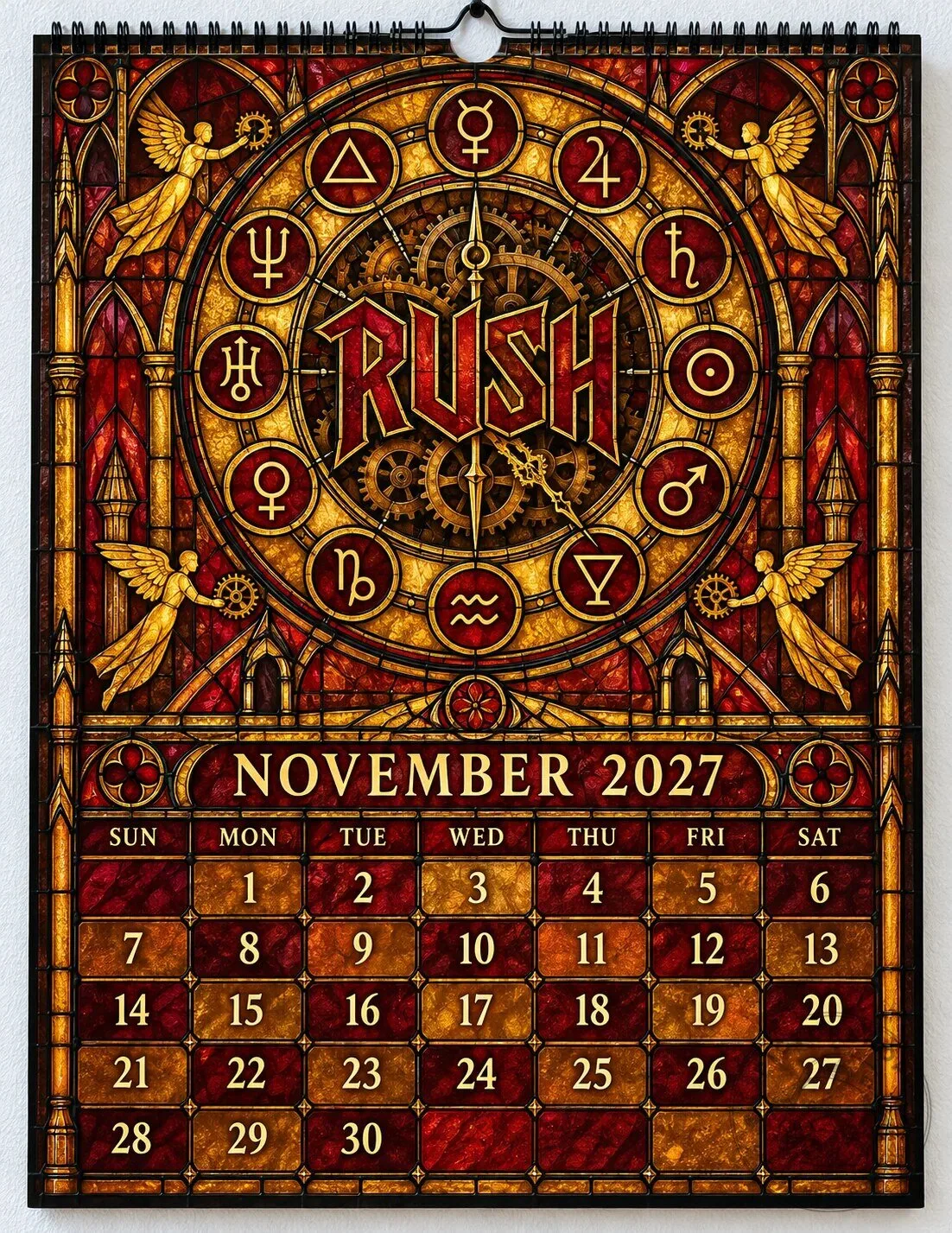 Rush Band Stained Glass Album Art 2027 Wall Calendar - Progressive Rock Music Gift 2D 27 Rush Band Stained Glass Album Art 2027 Wall Calendar - Progressive Rock Music Gift 2D