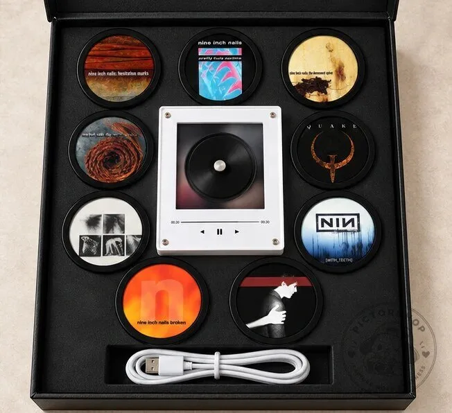 Nine Inch Nails MagTune Mini Vinyl Player Set with Album Art Coasters
