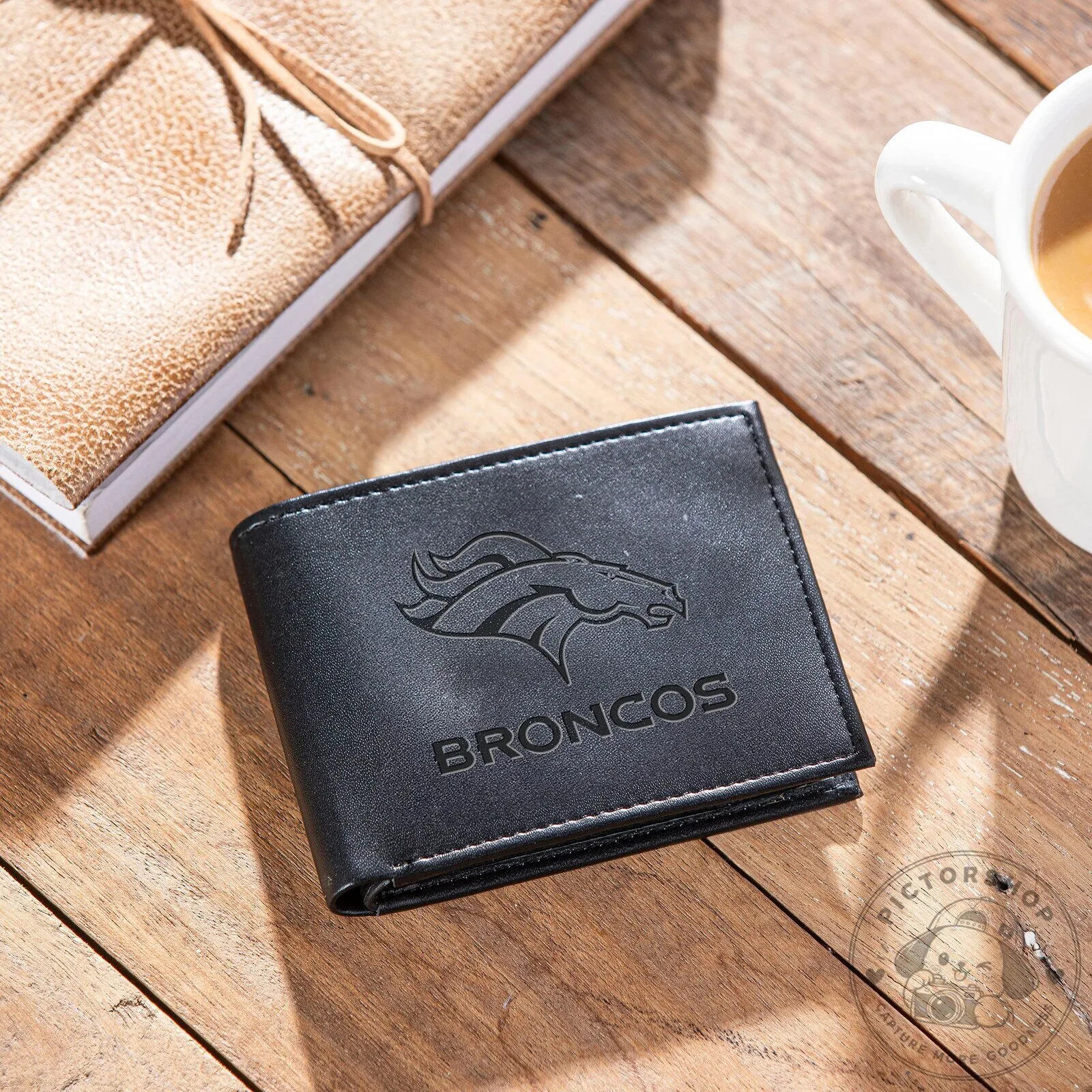 Denver Broncos NFL Football Team Logo Black Bi-Fold Wallet