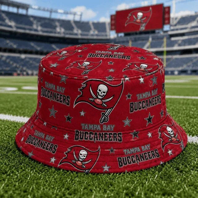 Tampa Bay Buccaneers NFL Football Team Logo All-Over Print Bucket Hat 3 Tampa Bay Buccaneers NFL Football Team Logo All-Over Print Bucket Hat